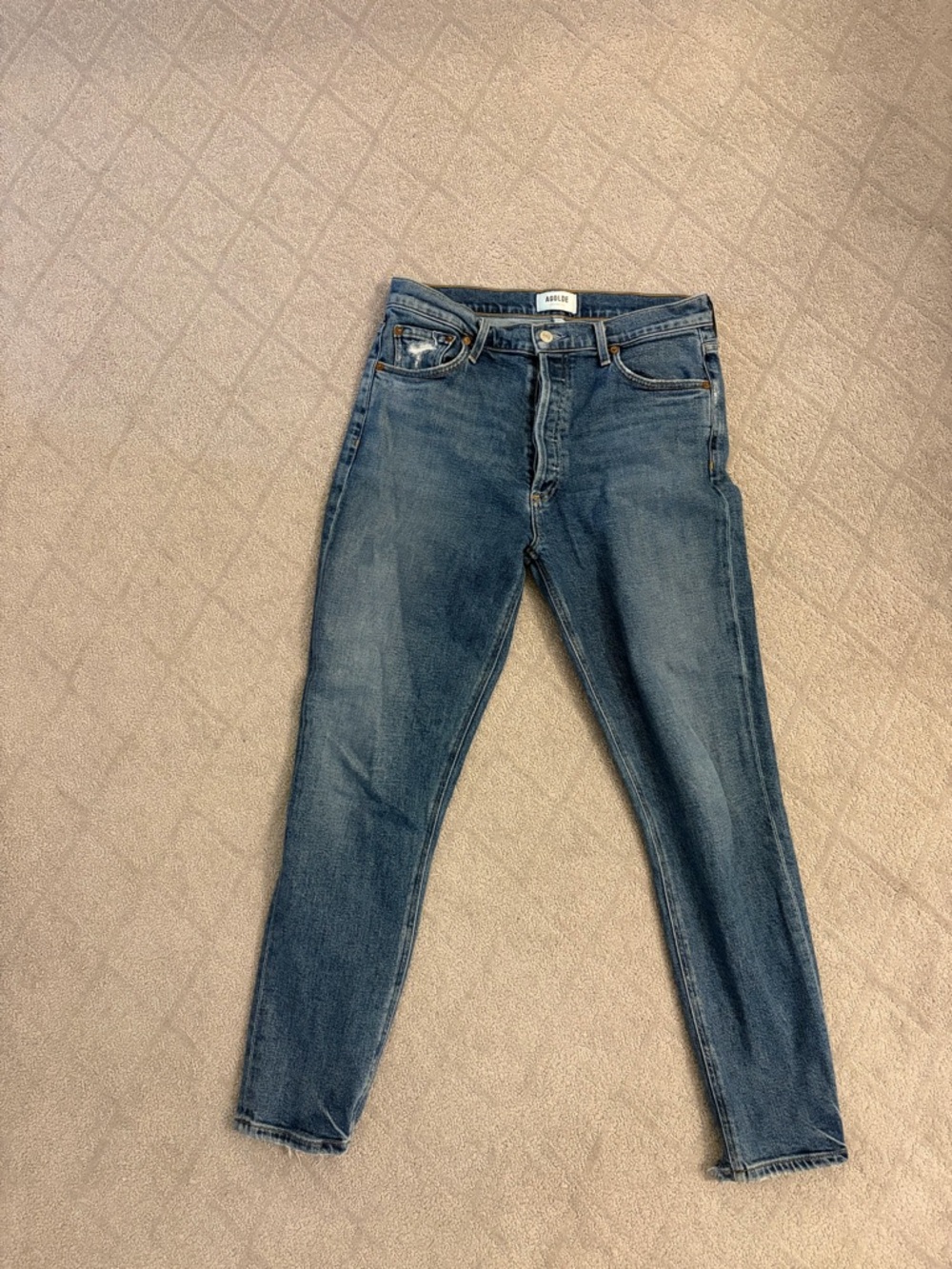 Agolde Dark Blue High-Rise Skinny Jeans